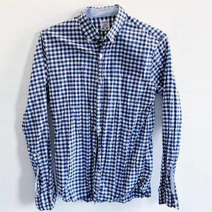 Bonobos Slim Navy White Gingham Check Shirt - M